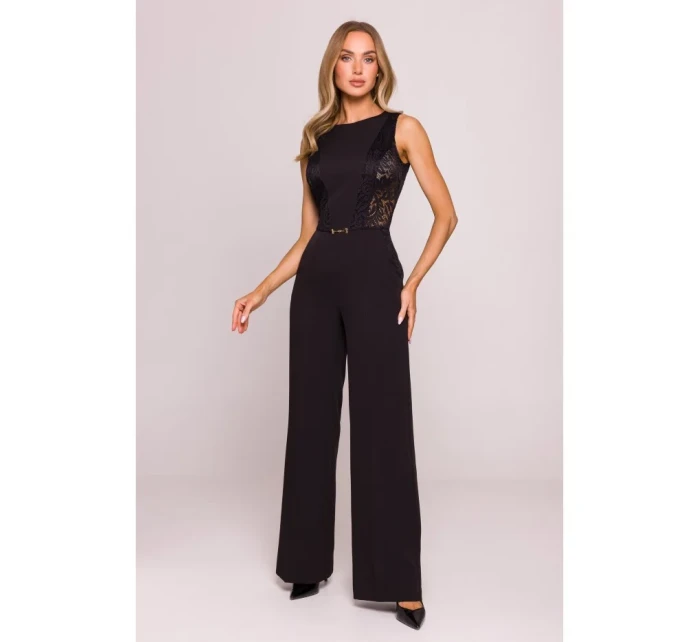 M866 Kombinéza s krajkovými panely - černá M866 Kombinéza s krajkovými panely - černá