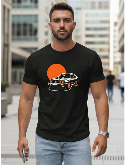 Pánské tričko s potiskem automobilů černé FashionStreet NX5091R
