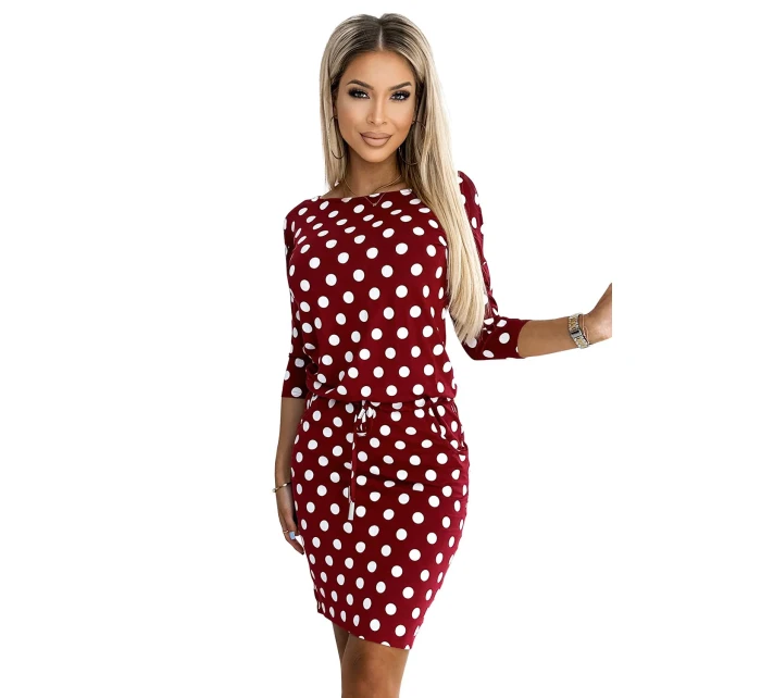 Dámské sportovní šaty ve vínové bordó barvě se kapsičkami a vzorem model 18536963 - numoco