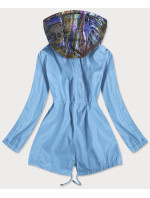 Světle modrá/vícebarevná dámská bunda s ozdobnou kapucí (YR2022)