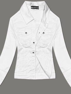 Bílá dámská džínová bunda na knoflíky model 19902278 - NEW STUDIO