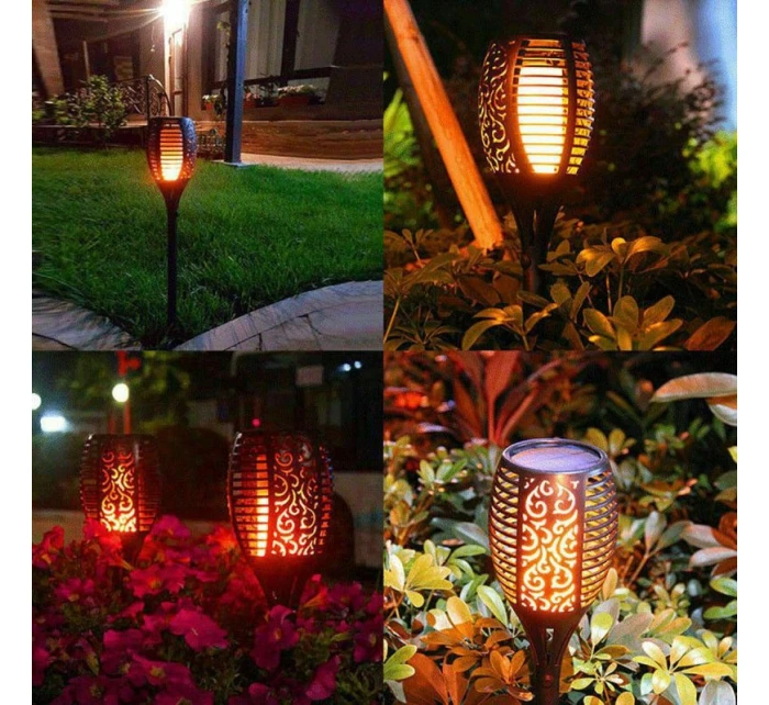 SOLÁRNÍ SVÍTILNA TANČÍCÍ PLAMENY 10X10X79CM 36 LED DIOD