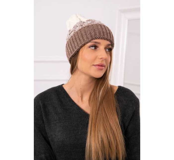Dámská čepice Samara K346 cappuccino+ecru