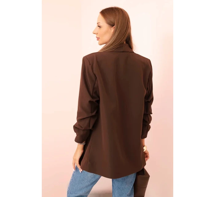 Elegantní sako s klopami hnědé Elegantní sako s klopami hnědé