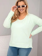 Dámská blůza Plus Size s V výstřihem a delším zadním dílem mátová