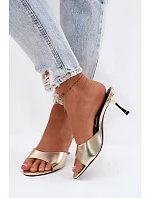 Sandály z umělé kůže na jehlovém podpatku Zlaté model 22103061 - Boto