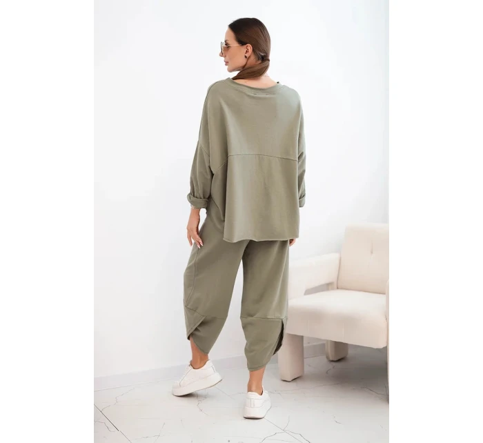 Komplet bavlněný mikina + kalhoty světlá khaki