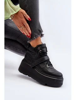 Zazoo 3392/X Dámské Kožené Sportovní Boty na Platformě Černé