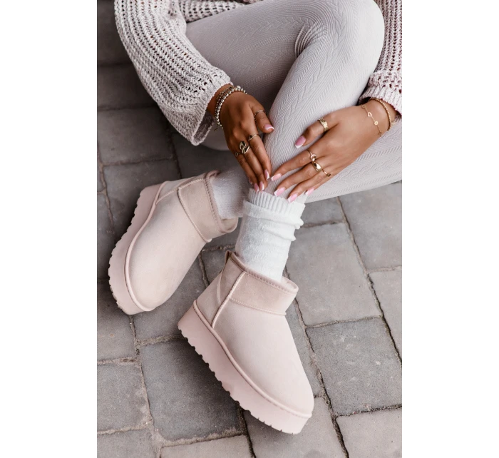 Dámské Sněhule Na Platformě Zateplené Kožíškem Světle Béžové model 21672090 - Boto Dámské Sněhule Na Platformě Zateplené Kožíškem Světle Béžové model 21672090 - Boto