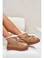 Dámské Sněhule Na Platformě Zateplené Kožíškem Camel model 21679641 - Boto Dámské Sněhule Na Platformě Zateplené Kožíškem Camel model 21679641 - Boto