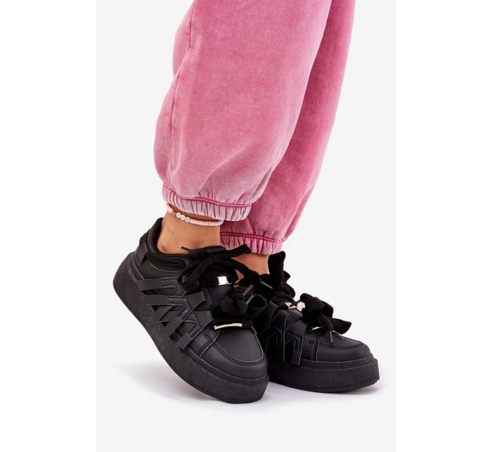 Ekokožené Sneakersy Na Platformě Černé Penolle Ekokožené Sneakersy Na Platformě Černé Penolle