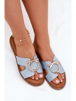 Dámské sandály na plochém podpatku s ozdobou model 21697150 Modré - VINCEZA