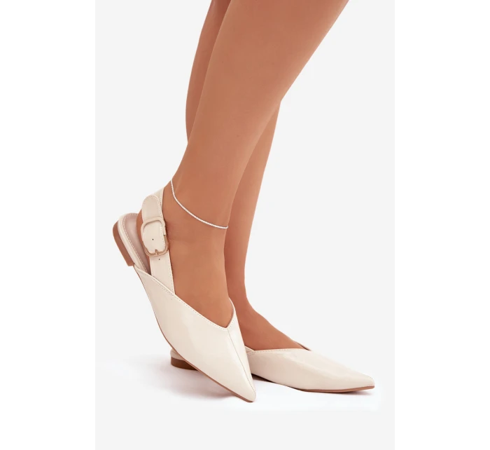 Lakované baleríny s přezkou béžové Rinalle