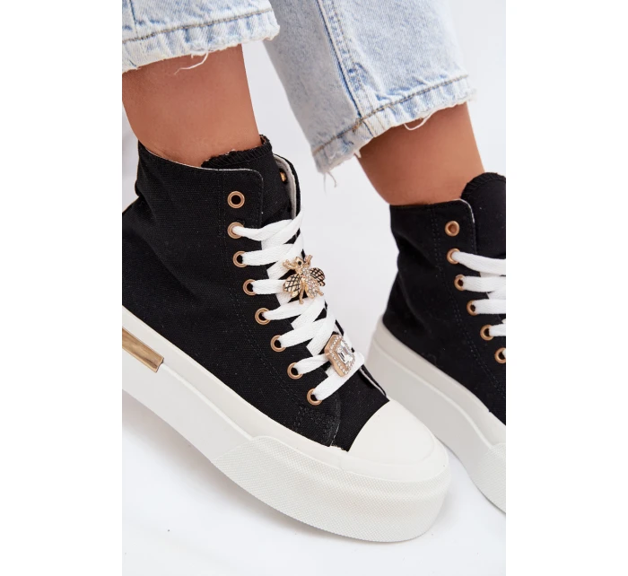 Dámské tenisky na platformě s přezkami černé model 21919391 - Boto Dámské tenisky na platformě s přezkami černé model 21919391 - Boto