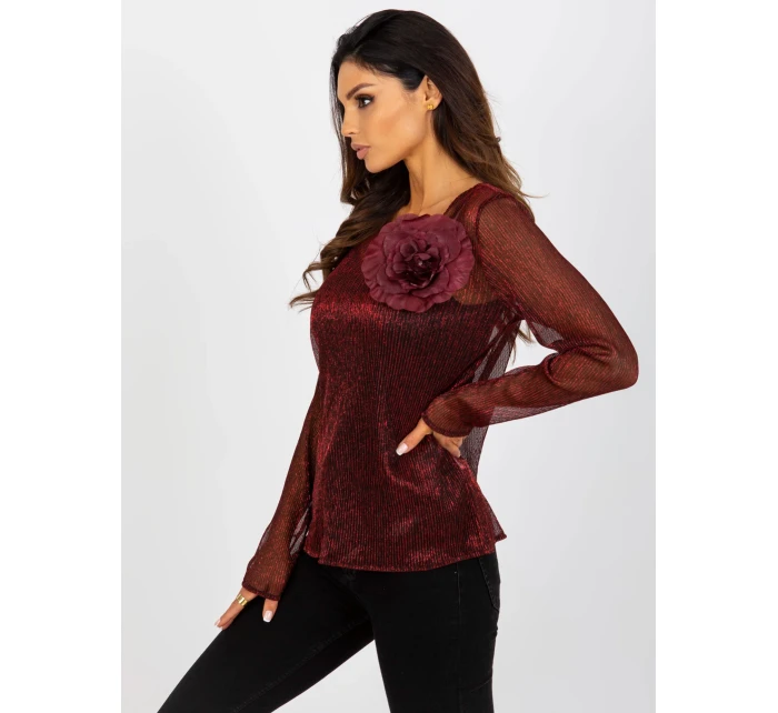 Dámská halenka s LK KMPL černá a červená model 18037022 - FPrice Dámská halenka s LK KMPL černá a červená model 18037022 - FPrice