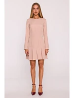 Šaty s obrácenými záhyby M872 béžové - MOE