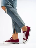 Trendy Bordowy dámské tenisky bez podpatku Trendy Bordowy dámské tenisky bez podpatku