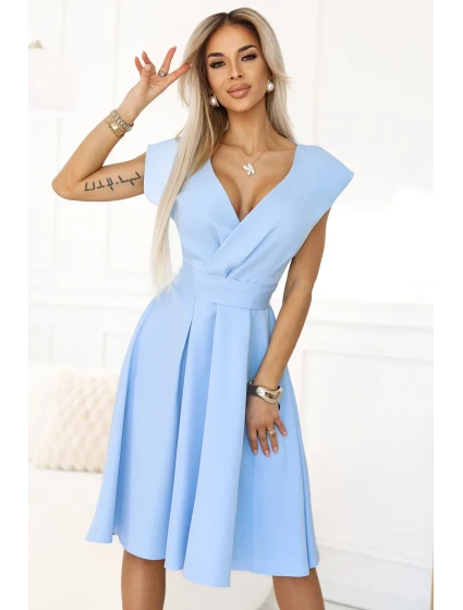 SCARLETT Rozšířené midi šaty s obálkovým výstřihem a páskem model 20965866 - numoco