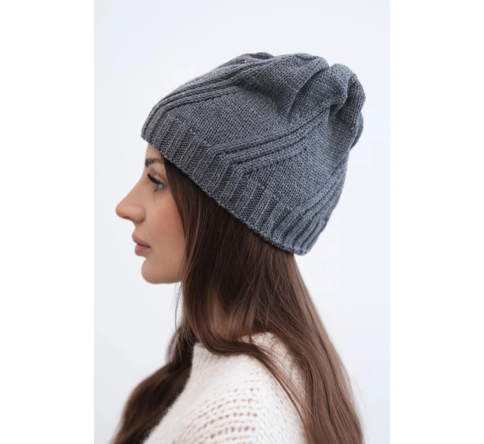 Dámská zimní vlněná čepice s ozdobnými krystalky K399 černá