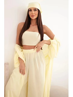 Dámský viskózový 4dílný komplet v boho stylu žlutý