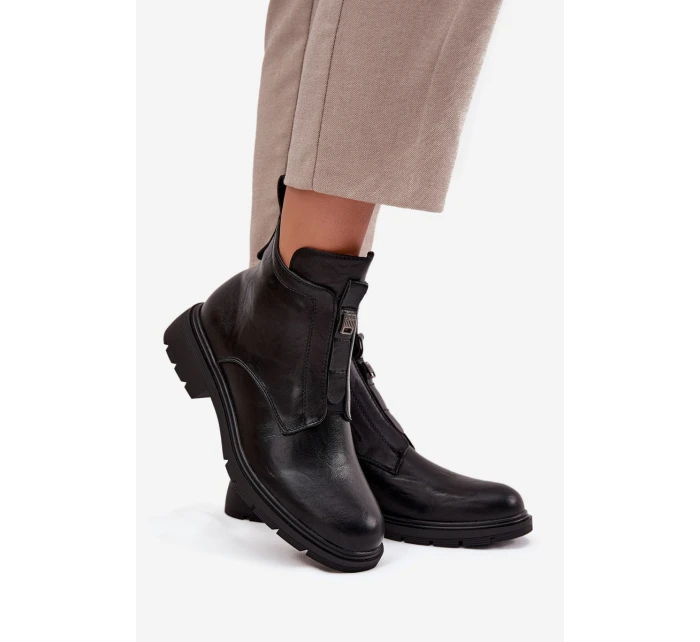 Zateplené dámské boty na zip s ozdobným detailem Černé model 21708398 - Boto Zateplené dámské boty na zip s ozdobným detailem Černé model 21708398 - Boto