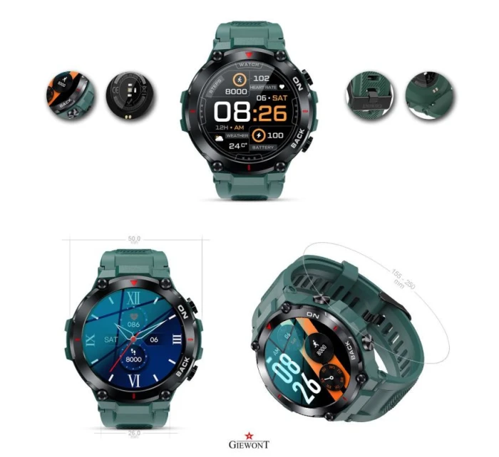 GIEWONT Pioneer GPS smartwatch GW460-2 - Sea Green GIEWONT Pioneer GPS smartwatch GW460-2 - Sea Green