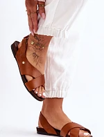 kožené sandály na suchý zip Hněde Addison