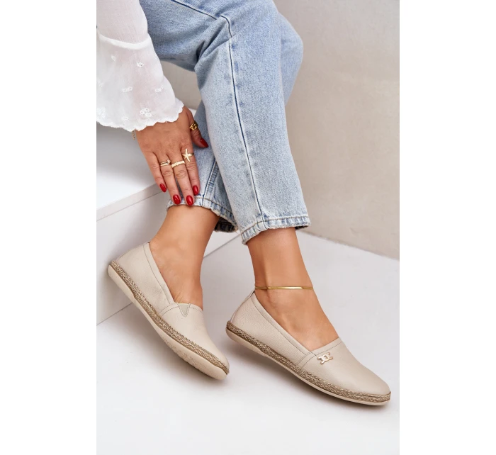 Elegantní Kožené Espadrilky Dámské Béžové model 21684033 - Zazoo