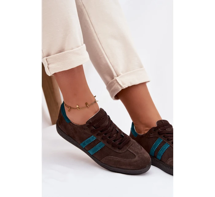 model 21935189 Semišové Nízké Dámské Tenisky Čokoládové - Zazoo