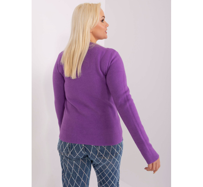 Fialový pletený svetr z viskózy větší velikosti