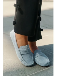 Dámské mokasíny z broušené kůže Big Star – modré