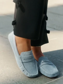 Dámské mokasíny z broušené kůže Big Star – modré