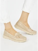 Pěkné dámské  mokasíny zlaté platforma