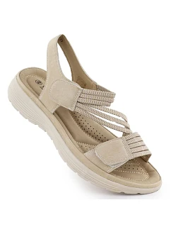 Dámské sandály na platformě pohodlné béžové model 22087466 - Hikvision