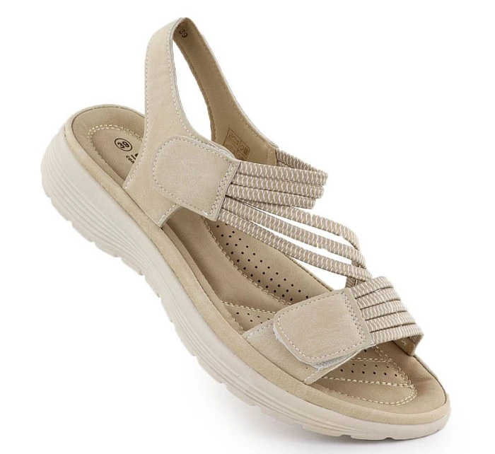 Dámské sandály na platformě pohodlné béžové model 22087466 - Hikvision Dámské sandály na platformě pohodlné béžové model 22087466 - Hikvision