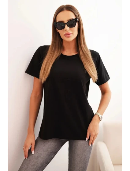 Dámská bavlněná blůza model 21308399 střihu černá - K-Fashion