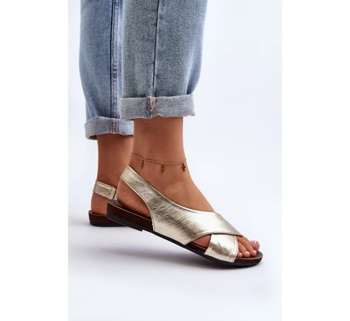 Zazoo 40407 Dámské kožené sandály Zlaté