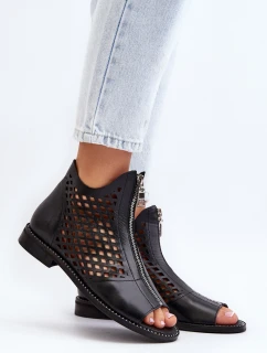 Zazoo 977/L Kožené vyšívané sandály na zip