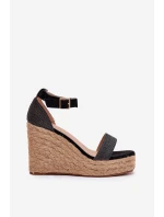 Dámské Sandály Na Klínu S Pleteninou Černé Adelio Dámské Sandály Na Klínu S Pleteninou Černé Adelio