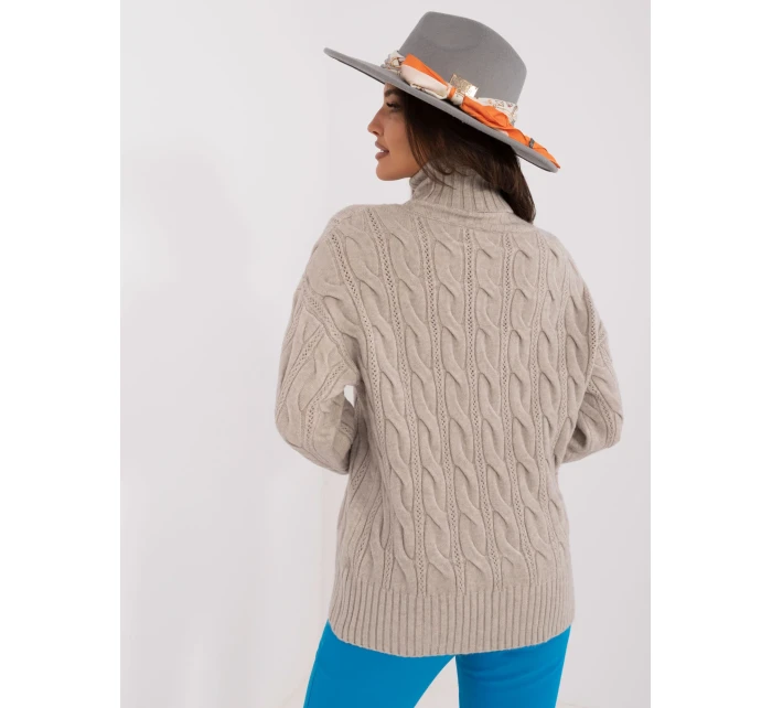 Sweter AT SW model 20459131 jasny szary - FPrice Sweter AT SW model 20459131 jasny szary - FPrice