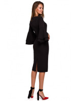 K002 Plášťové šaty s volánkovými rukávy - černé