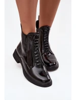 Lakované dámské boty z přírodní kůže D&A – černé Lakované dámské boty z přírodní kůže D&A – černé