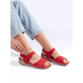 Jedinečné červené dámské  sandály platforma