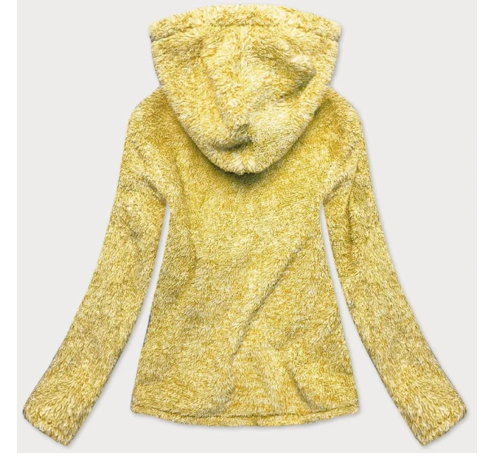 Žlutá melanžová plyšová dámská mikina model 15512678 - J.STYLE