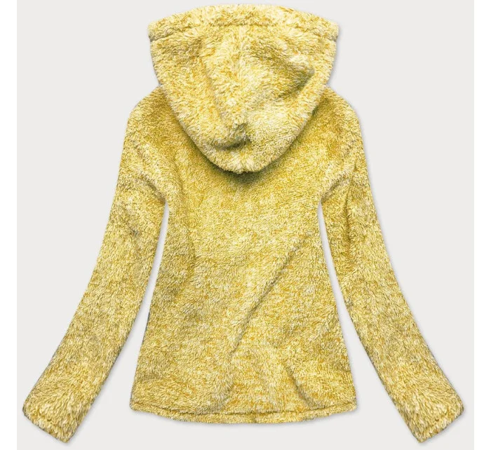Žlutá melanžová plyšová dámská mikina model 15512678 - J.STYLE
