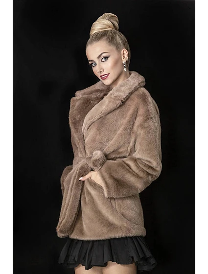 Hnědá dámská bunda  s límcem model 16151689 - Ann Gissy