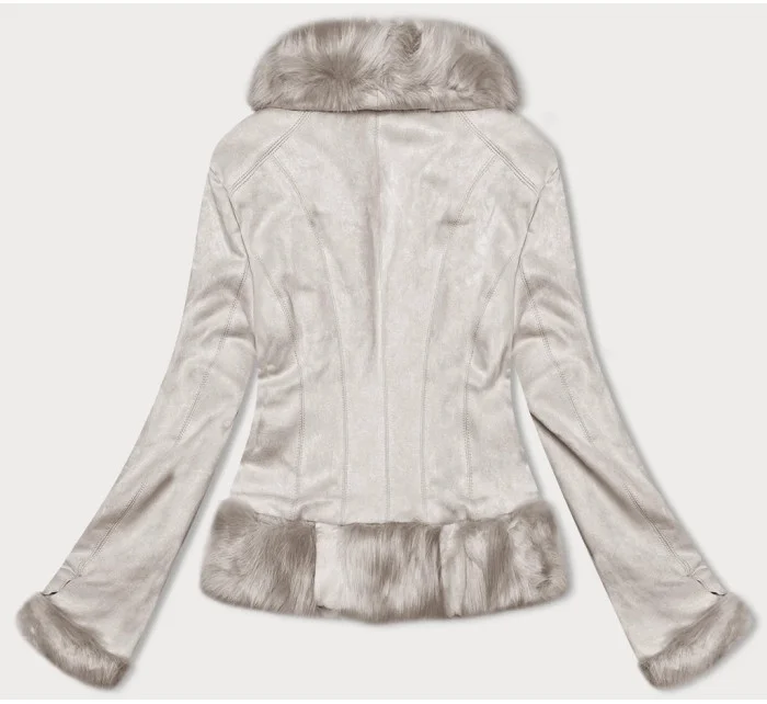 Světle béžová krátká dámská bunda se zavazováním model 21345458 - Ann Gissy