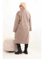 Dámský kabát Plus Size z viskózy bez zapínání s kapsami fango
