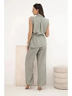 Dámský komplet se model 22104015 halenkou a širokými kalhotami khaki - K-Fashion Dámský komplet se model 22104015 halenkou a širokými kalhotami khaki - K-Fashion