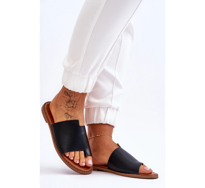 Dámské kožené žabky Černá model 21613223 - EVENTO Dámské kožené žabky Černá model 21613223 - EVENTO